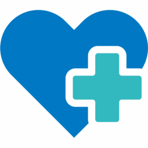 Blue heart with medical cross icon